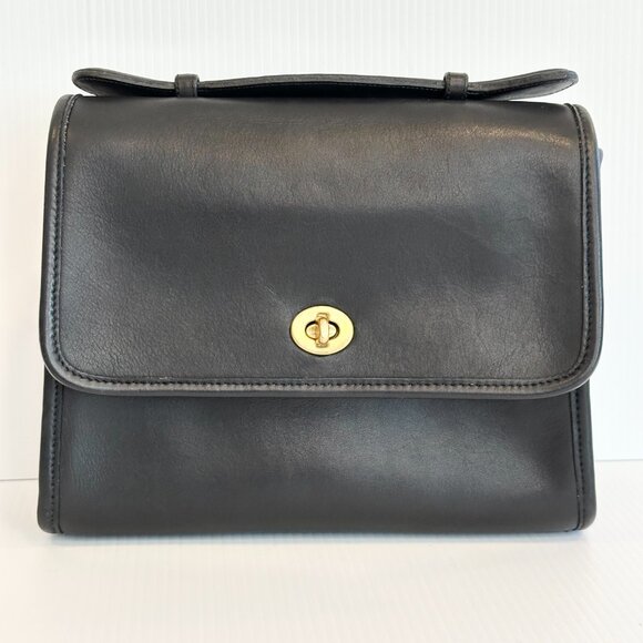 Vintage COACH Court Bag - EUC Black Leather with Brass Made pre-1994 in USA - Picture 16 of 16